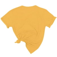 Clearsance Ljeto vrhovi kratki rukav Ženska bluza Neovisnosti Dan Ispisano modno okrugle izrezne bluze, žuti, xxxl