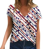 Ženska ručna majica V rukava za zastavu na vrhu američke kratkodnevne majice na kratkoj dnevnoj majici