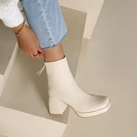 KETYYH-CHN Ženske čizme Udobne cipele sa petom sa patentnim cipelama Bež, 40