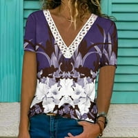 Ljetni vrhovi za žene Trendy CACH kratkih rukava slobodne udobne majice Tunika Ležerne prilike za ispis Bluze Lagana slatka bluza
