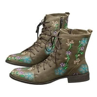 Ferndule Retro gležnjače za žene zimske tople cvjetne čipke up udružene cipele u udobnim čizmama