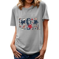 Ženske vrhove Žene Ljeto Dan nezavisnosti Cvjetni tiskani majica kratkih rukava kratke rukave modna majica bluza