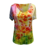 Ženske majice plus veličina kratkih rukava tiskani V-izrez TEE bluza za žene za žene