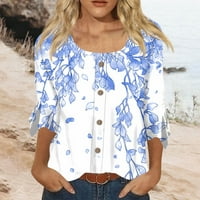 Košulje za žene za žene uzorak Ispis Grafički gumb Tees Bluze Cluales Plus size Osnovni vrhovi Pulover