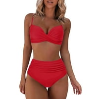 Gotyou kupaći kostim Ženski proljetni i ljetni seksi print Split High Sheik Bikini kupaći kostim crveni XL