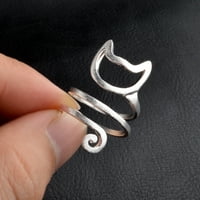 Relanfenk prstenovi za žene djevojke slatka mačka srebrna omotač za prste podesivi poklon srebrni prsten