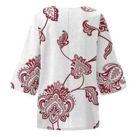 Ljetne ženske košulje Žene Ljeto pamučne posteljine majice tiskanje labavo fit bluza sedam četvrtina