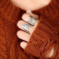 Prstenovi za teen djevojke, vintage boemsko tirkizni prsten etničko stil graviranje umetnuli u invaliditet