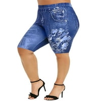 Žene tiskane traper kratke hlače Butt dizanje izgled ispisa džozinske struke Bermuda kratke tamase dame