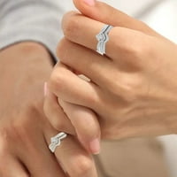 Weroomhouse Žene Ring Fau Crystal Inlay Geometrijski metalni prsten Elegantni ukras sjajni zadržavanje
