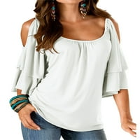 Ženska ljetna hladna ramena rubl natkrivena majica za bluza od labave