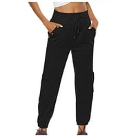 Ženske harem hlače, visoke struk joga Boho pantalone sa džepovima teretni hlače lagane joggers hlače sa elastičnim strukom na otvorenom na otvorenom atletske hlače, ležerne duksere