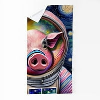 Cafepress - smiješna astronaut svinja - veliki ručnik za plažu, mekani ručnik od 30 x60 sa jedinstvenim