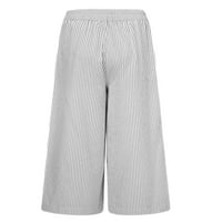 Glookwis Visoko struk Loungewear Labavi pantalone Boho Baggy Palazzo Pant tipke sa džepovima Dno hlače