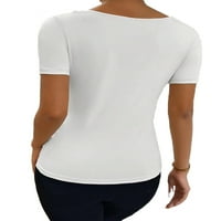 Ženski povremeni obični asimetrični vrat kratkih rukava bijele majice XS
