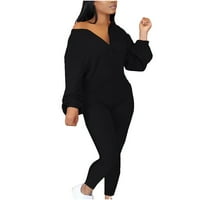 Ženske hlače Čvrsta boja na ramenu na ramenu modni povremeni kombinuiti skakači XL Crna gornja odjeća