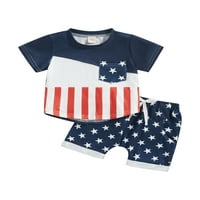 Century 4. jula Toddler Baby Boys Ljetni outfit setovi kratkih rukava kontrastne boje u boji zvijezde