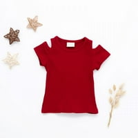 Toddler Baby Girl Ribded kratkih rukava vrhunska gornja majica sa ljetnom odjećom sa 18-mjeseci