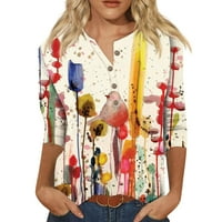 Qwertyu majice za žene Ljeto naglo dugme s pola rukava dolje Ženske vrhove plus veličine lakta duljina