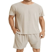 Hanerdun muškarci PJS postavio muške pune boje Pajamas Set Home odjeća Beige XL