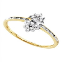 10KT Žuta zlatna žena okrugla prong-set dijamantskih malih klasterskih prstena CTTW