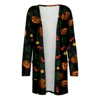 Yubatuo Halloween Cardigan za žene s dugim rukavima otvorena prednja bluza s džepovima