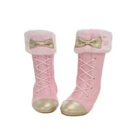 Kesitin Girls Elegant Block Heel gležnjače Boot školske visoke čizme Nonsip luk zimske čizme ružičasta 3Y