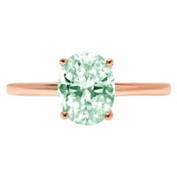 2. CT sjajan ovalni rez simulirani zeleni dijamant 14k Rose Gold Solitaire prsten sz 4,75