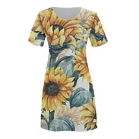 Haljine za žene plus veličine ženska posada Crta kratkih rukava cvjetna labava kratka vruća prodaja