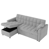 Čarobna kuća Reverzibilna kauč na kauču sa izvlačećim ležaljkom svijetlo siva pohranu