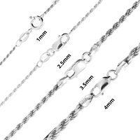 Ogrlica za muškarce Ženske djece Pravi čvrsti čvrsti sterlijski srebrni lanac Plata Diamond Cut konop