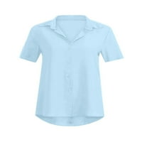 Ljetni kratki rukav do majice za žene Ležerne prilike obične reverzne tučke bluze Modni rad Ured TEE