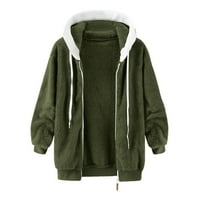 SNGXGN ženska super mekana jakna s džepovima jakne kaputicom Zip up odjeće Omotač prema kaputima, zelena, veličine 5xl