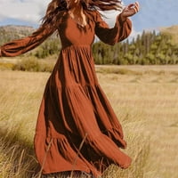 ManXivoo ljetne haljine Ženska čvrsta boja V izrez Line suknje Ležerni ljestvični stil duge suknje za