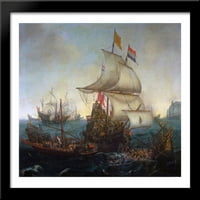 Nizozemski brodovi Ramming španjolskih Galleys sa flemske obale u oktobru Veliki crni drveni umetnutim