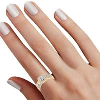Carat okrugli bijeli prirodni dijamantski halo zaručnički prsten u 10K dva tona zlata - veličine-6