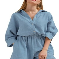 Jedno otvaranje Ženska noćna odjeća Solid u boji s jednom grudnom košuljom sa jednom grudom + elastična struka kratke hlače