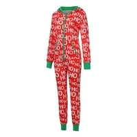 Haljine za žene Himeway Ženski patentni zatvarač s kapuljačom dugih rukava dame božićni tiskani kombinezon pidžama crvena s