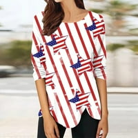 Američki zastava za žene T majice kratkih rukava na majicama okrugla vrat taster za tisak Crno bijelo
