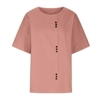 Ernkv ljetni trendi pamuk udobni vrhovi za žene čišćenje čvrstog gumba na vrhu kratkih rukava majice
