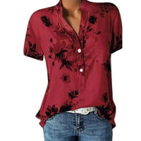 Plus size za žene za ispis bluza džep Easy rukava Top kratka ženska bluza
