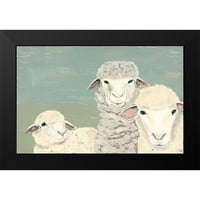 Reynolds, Jade crni moderni uokvireni muzej umjetnički print pod nazivom - Bashful ovce II