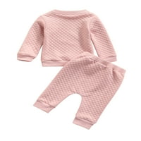 Toddler Baby Boy Girl Winter Topla odjeća Čvrsti debeli dugih rukava dugih rukava pulover hlače setovi