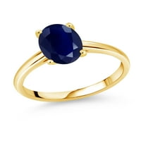 Gem Stone King 1. CT ovalni plavi safir 10k žuti zlatni prsten
