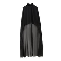 Žene Gaze Cape kaput moda otvorena prednja labava šik asimetrični vrhovi crni