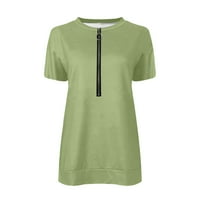 Ljetni vrhovi za žene čišćenje ženskih kratkih rukava s kratkim rukavima Udobne čvrste boje bluza zelena 6