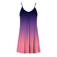 Ženska gradijent Tie-Dye Print haljina bez rukava V izrez A-line Maxi Mini sandress vestidos