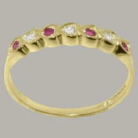 Britanci napravio 9k žuto zlato prirodno dijamant i rubin ženski vječni prsten - veličine opcija - veličine