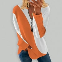 Bluze s dugim rukavima Slobodne grafičke otiske vrhovi Henley Fashion za žene narančasta 3xl