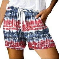 Odeerbi 4. jula Patriotske kratke hlače za žene Ležerne prilike za neovisnost Ispisane labave kratke
